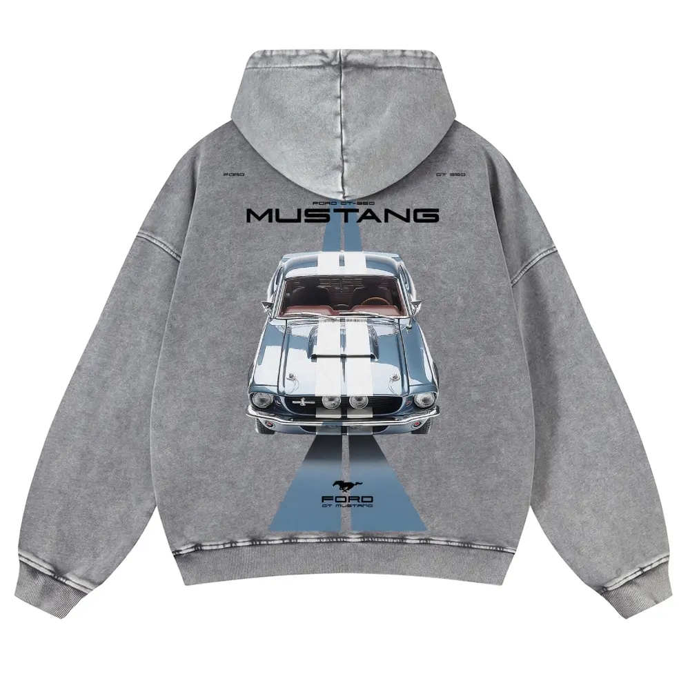 GT 350 Mustang 300g Autumn Hoodie Unisex Fall Hoodies Men Streetwear Vintage Washed 80s 90s Graphic Pullover Cotton Anime Funny Sweatshirt Gifts