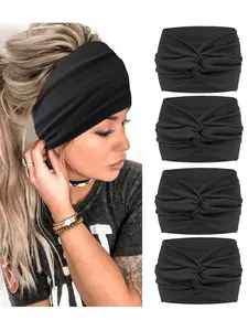 4pcs Wide Headbands for Women, Fashion Soft Elastic Hair Accessories, Cross Large Hair Clips, Party Stylish Hairstyle Accesories, Knotted Headband, Headband Head Wrap