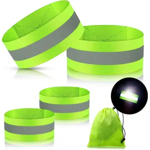 4 PCS Reflective Armband Set – High Visibility Adjustable Bands for Running, Walking & Outdoor Activities