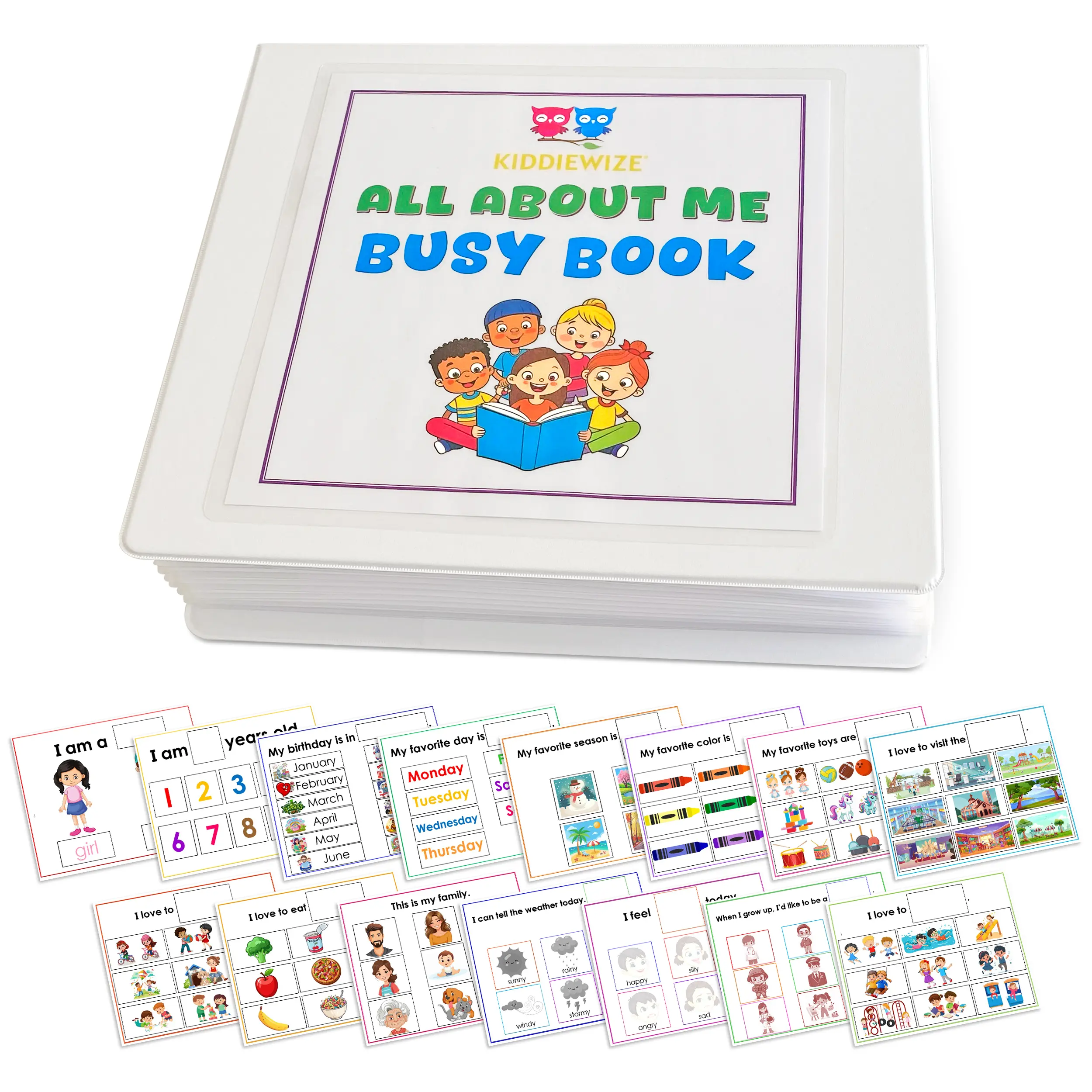 Handmade Toddler Busy Book, First Learning Binder, Fully Assembled, Fun Preschool Activity Book, Homeschool Binder, Montessori Learning Preschool Binder, All About Me Theme and Matching Activities for Early Childhood Development and Homeschool Learning