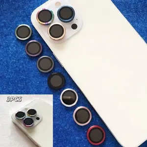 3-Piece CD Texture Mobile Phone, Cellphone Lens Protector Accessories - Suitable for iPhone 17/16/15/14/13/12/11 Metal Protective Ring Lens Protector - Practical, Easy to Install - Perfect as Valentine's Day, Thanksgiving gift