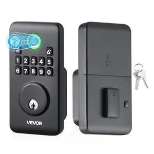 summervibes Automatic Fingerprint Digital Keypad Security Deadbolt, Auto-Locking Keyless Access Lock with Easy-Grip Design, 1-Time Code, Anti-Peeking Password, Biometric Scan for Home Use, Matte Black, Automatic Fingerprint Lock, Digital Keypad Lock
