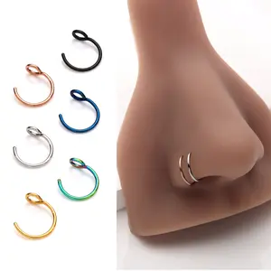 20G Nose Lip Faux Ring Hoop Adjustable Unisex-Cartilage Earring,Mix And Match Nose Ring Fashion Jewelry Unique Trendy Style