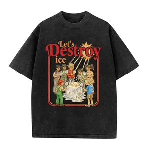 Let's Destroy ice Funny Anti Ice T-Shirt Vintage Washed Cotton T-Shirt, Retro Bold Slogan Anti Maga FCK ICE Tee, Immigration Human Rights Shirt