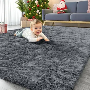Area Rug 4x5.9ft Soft Shaggy Washable Carpet for Living Room Bedroom Fluffy Rug Grey