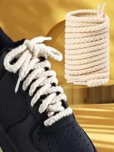 Unisex Thick Hemp Shoelaces for Sports Shoes & Skateboard Boots, Round Shoe Laces, Durable Cotton Strings, Footwear Lace