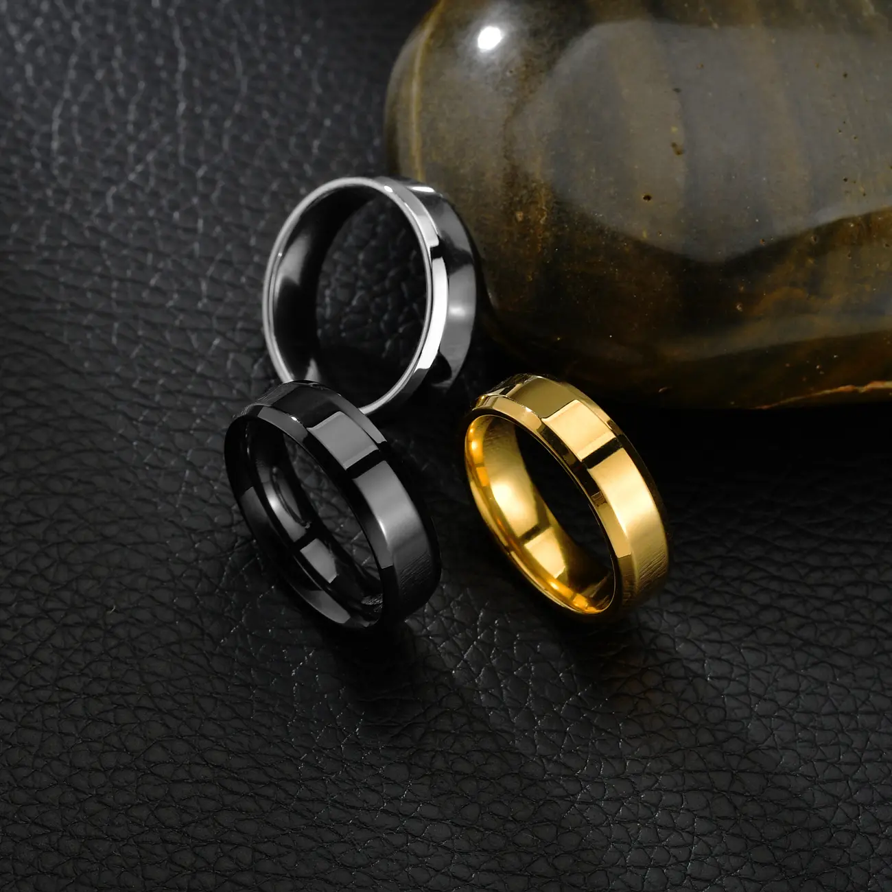 Engraving Name Dating Rings Stainless Steel Jewelry for Women Personalized 4mm Men's Designer Wedding Rings Valentine's Day Gift