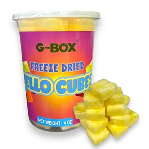 G-Box Freeze Dried Jello Cubes Pineapple Flavor - USA-Made Freeze-Dried Candy - Handmade Freeze Dried Frozen Jello Sweet and Sour Snack
