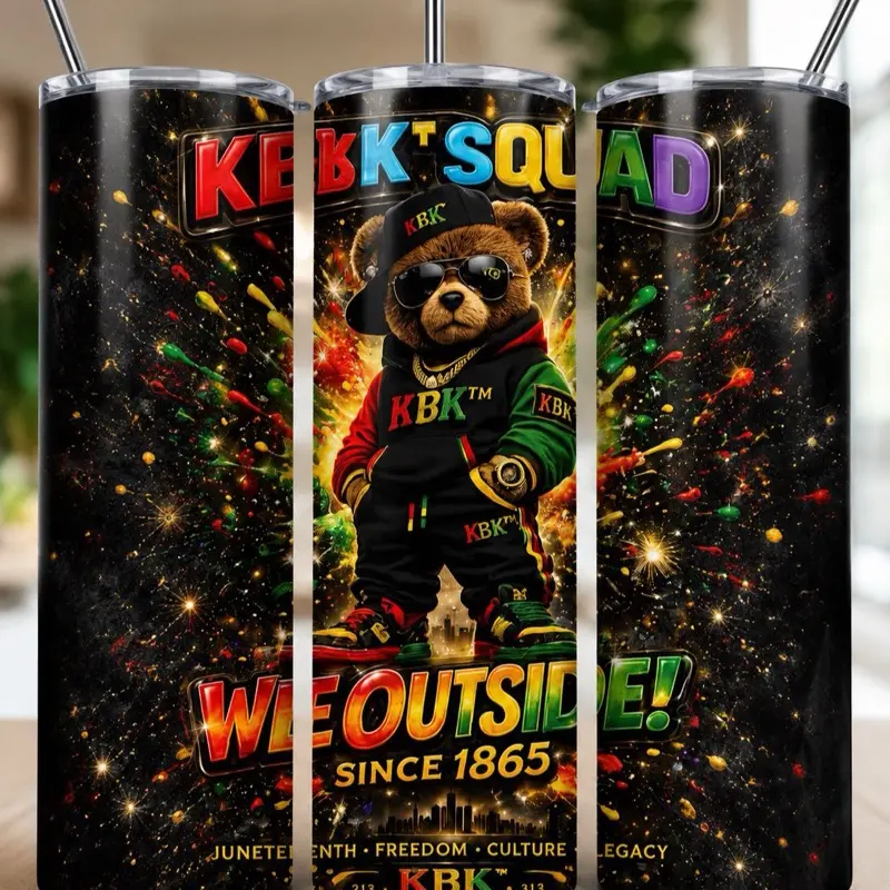 KBK Squad 20oz Skinny Tumbler - "We Outside Since 1865" Juneteenth Freedom Culture Legacy Cup