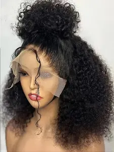 Water Wave Bob Wigs Natural Color 220% Density 13x4 Lace Front Human Hair Wigs Brazilian Lace Closure Frontal Short Bob Wig Short Curly Brazilian Hair Wig Real Human Hair Kinky Curly Wigs