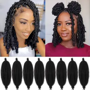 Black Springy Afro Twist Hair For Butterfly Locs 12 Inch Pre-Separated Marley Twist Crochet Braiding Hair 8 Packs Synthetic Natural Kinky Twist Hair Extension For Black Women 8 Strands/Pack (1B#)