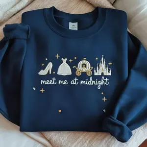 EMBROIDERED Meet me at Midnight Sweatshirt, Cinderella Inspired Shirt