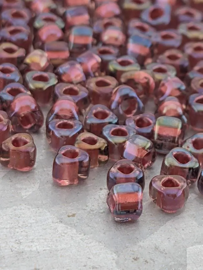 Miyuki Triangle Beads, Light Rose Inside Color Lined | Sparkle Glass | 15g Pack