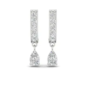 2 Carat Pear Drop Lab Diamond J Hoop Earrings