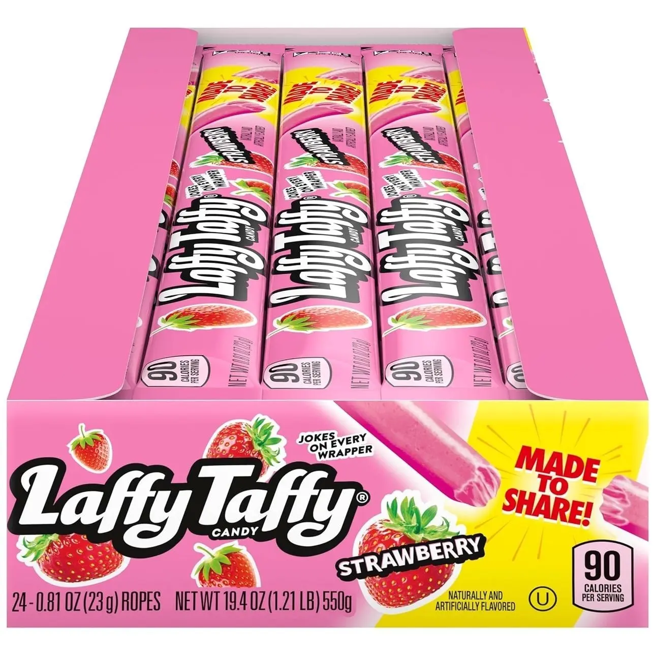 Laffy Taffy Rope Candy, Strawberry Flavor, 0.81 Ounce Ropes (Pack of 24)
