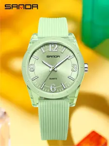 SANDA 6277 Women's Quartz Analog Watch Silicone Strap 4walt function Sports Waterproof Quartz Watch, Fashionable Luminous Watch with Daily Clothing Decor, Trendy All-match，with Box