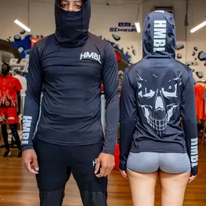 HMBL Black Reflective Ski Tech Ski Mask Hoodie with Skull Graphic for Athletes Hikes Runs Perfect for Outdoor Activities