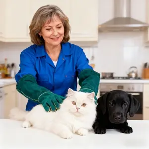 Wear Resistant Scratch Proof Leather Anti Bite Gloves Pet Handling Tool Cat Dog Feeding Training Interaction Bird Grip Reptile Handling Gardening Welding Durable