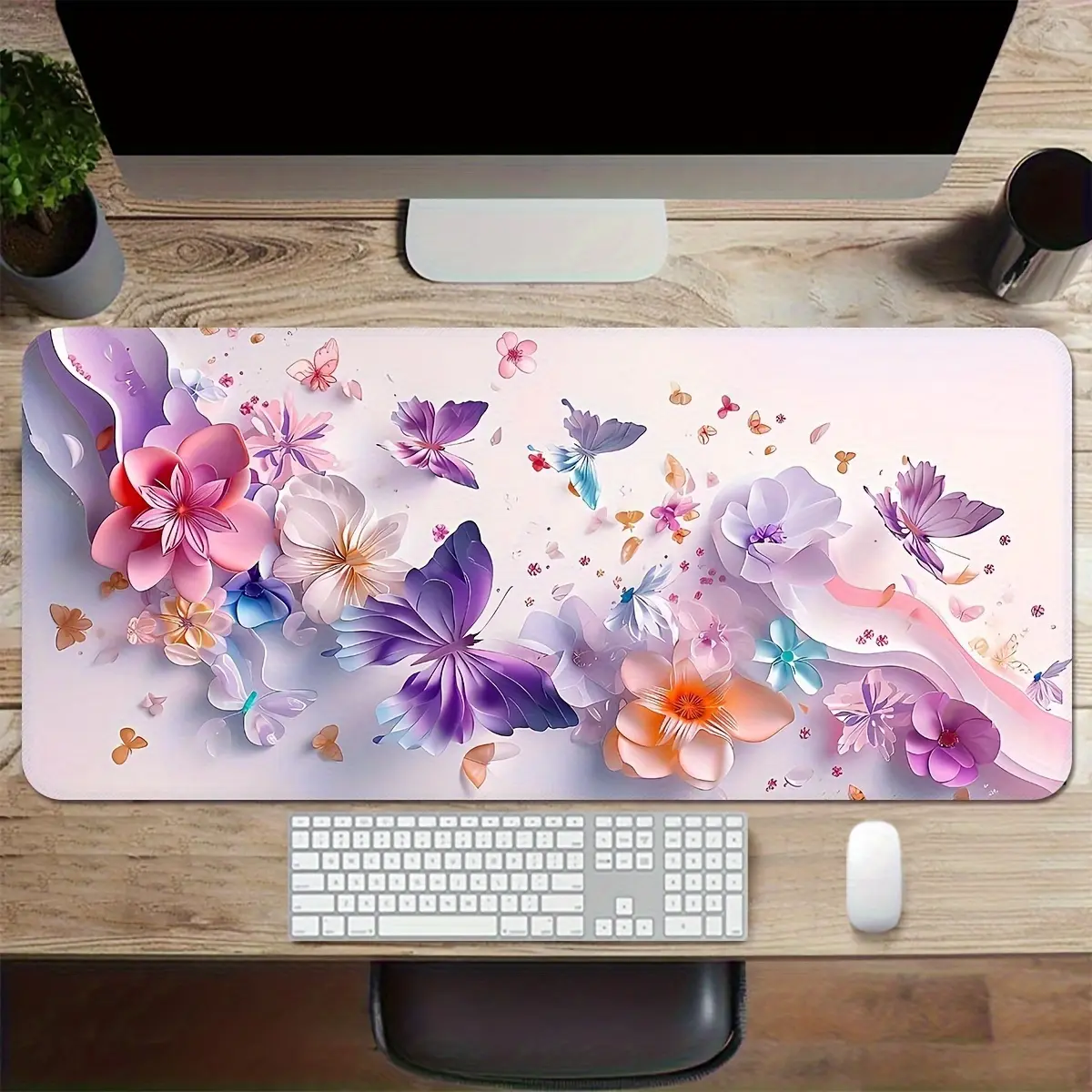 Free ExpressFree ExpressOversized Three-Dimensional Butterfly Gaming Mouse Pad, Designed for Electronic Sports, Featuring a Thickened And Lengthened Surface. This Non-Slip Desktop Mat Is Made of Washable Rubber And Has Precision-Locked Edges, Making It a