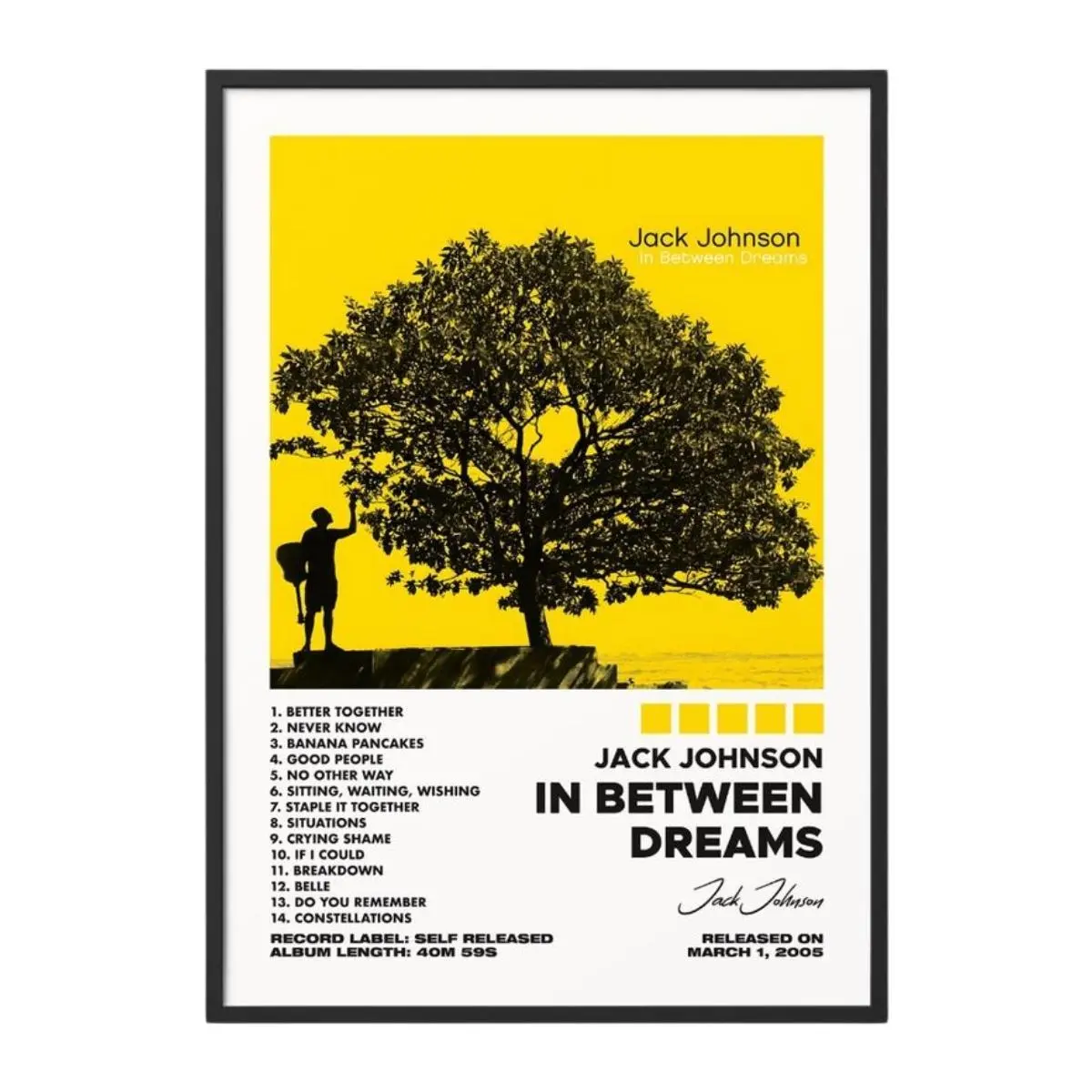 Jack Johnson Poster In Between Dreams Music Posters for Room Aesthetic Canvas Wall Art Bedroom Decor