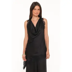 Clara Asymmetrical Lace Top - Black