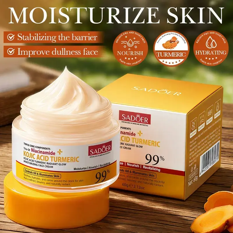 Turmeric Face Cream, Moisturizing Face Cream, Deep Hydrating Moisturizer, Hydrating Nourishing Face Cream, Face Lotion for Women and Men, Hydrating Serum for Face, Daily Skin Care Product, Glycerin, Moisturizer