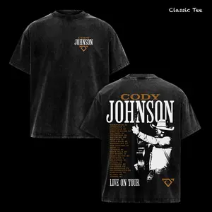 Cody Johnson Vintage Washed Tour T Shirt, Country Music Concert Graphic Tee, Oversized Heavyweight Cotton Western Cowboy Shirt, Double Sided Live On Tour Print Unisex Streetwear Gift for Country Fans