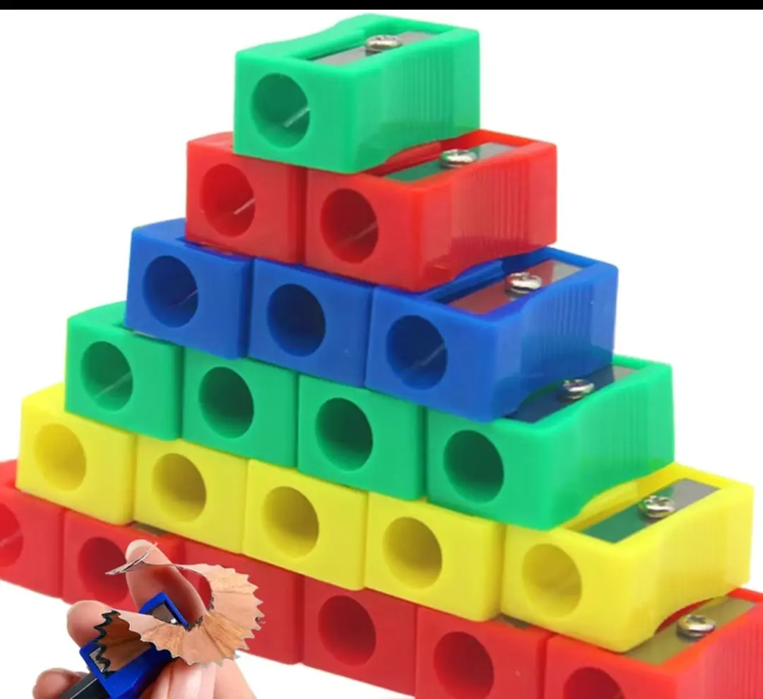 Plastic Single Sharpeners suitable for School-Color-coded With Anti-Slip Base & Curved Disign