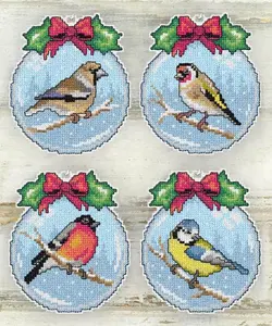 Counted cross stitch kit with plastic canvas "Birds" set of 4 designs 7685