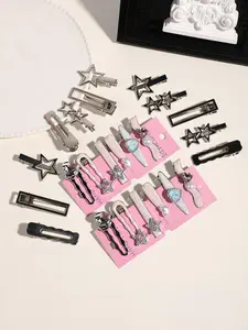 Star & Heart Design Hair Clips, Cute Hair Accessories for Women & Girls, Fashion Hair Accessories for Party, Daily Clothing Decor, Styling, Super Cute Clips