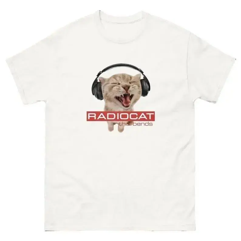 Men's Vintage Radiocat Graphic T-Shirt, 100% Cotton Round Neck Short Sleeve Casual Streetwear Top for Men, Tshirt, Pure Cotton