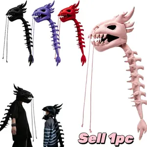 2026 New Dinosaur Skeleton Costume - 3D Spinosaurus Skull Mask & Plush-Spine, Party Apparel for Adults & Kids, Birthday Gifts & Party Favors