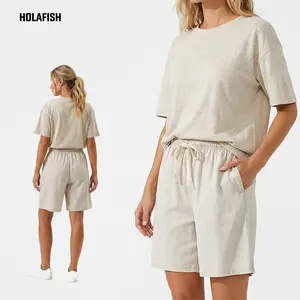 Holafish Retro Acid Wash Basic Unisex Tee & Shorts Cotton,Breathable Casual Summer Outfit for Men & Women,Comfortable for All Genders,Loose Fit Unisex Tshirt Shorts Short Sleeve Casual Streetwear Basic Tops Crewneck