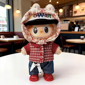 Labubu Doll Clothes 5 Piece Set Korean Style Outfits for 15cm/17cm Dolls Including Clothes Pants Shoes Hats Headscarves Trendy Streetwear Replacement Casual elegant outfit labubu doll costume Cute Labubu Clothing and Accessories Set