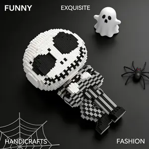 1722pcs Halloween Skull Series Building Blocks, Creative Assembly Toys, Handmade DIY Decorations, Desk Home Living Room Decoration