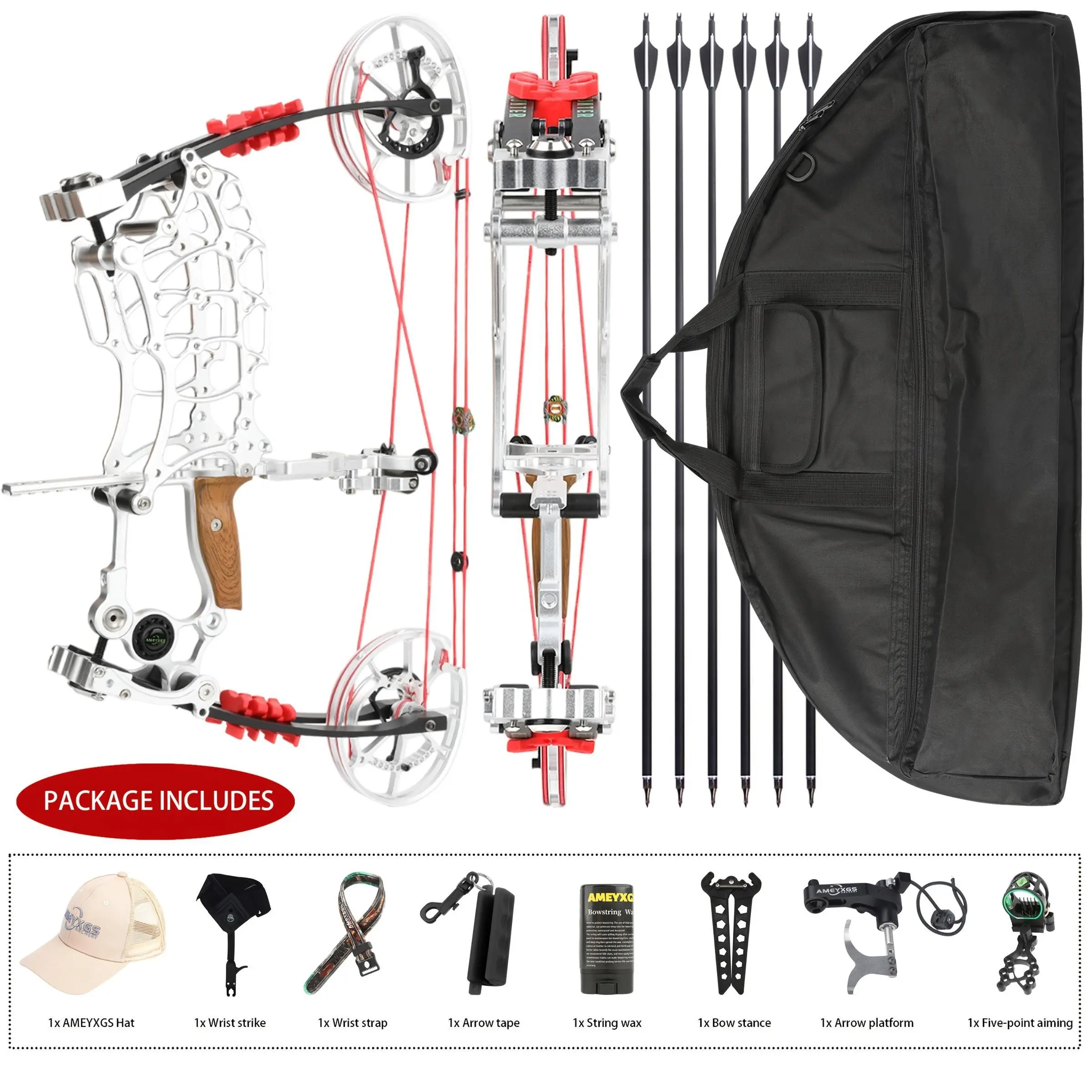 Composite bow set, dual-purpose bow, archery outdoor activity, adult archery set, 30-70 lbs, beginner to advanced set