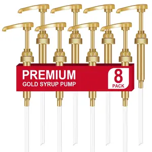 8 Pack Coffee Syrup Pump Dispenser Set, Ideal for Coffee Bars & Syrup Storage, Durable Design Fits 38/400 Bottles, Coffee Bar Accessories