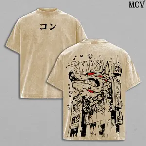Kon Fox Devil Tee – Aki Hayakawa Chainsaw Man Limited Edition Vintage Washed Oversized Heavy Cotton T-Shirt, Double Printed Retro Streetwear Anime Manga Top Gift for Fans MCV
