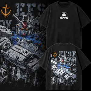 Gundam Mobile Suit RX-78GP01 Gundam Zephyranthes EFSF Origin Retro Unisex Vintage Double Printed Heavyweight Cotton Oversized Wash Gunpla Tee, Workout Clothes, Gym Workouts, Clothes for Daily Wear