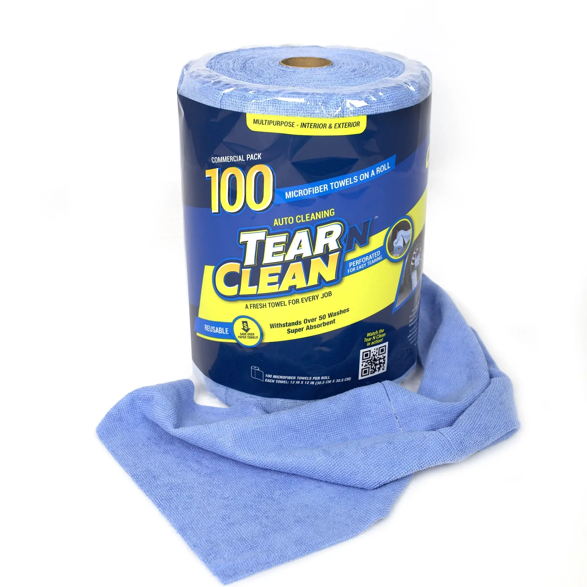 Tear N Clean Reusable Easy-Tear Microfiber Towels, 12In. X 12In., 100 Pack Tear-N-Clean