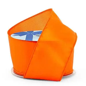 Orange Satin Wired Ribbon 1 1/2" X 25 Yards