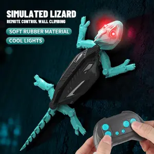 Blue Remote Control Climbing Lizard Toy LED Glowing Eyes 360° Rotating Wall Ground Ceiling Floor Holiday Gift Requires AA Batteries
