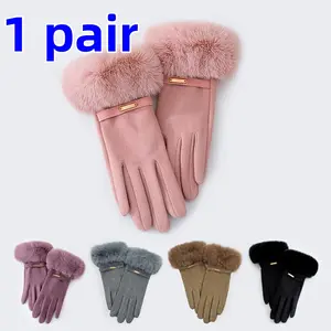 Women's Winter Gloves, Warm Windproof Cycling Mitts, Fleece Lined Thick Outdoor Fingerless Gloves, Christmas Halloween Gift