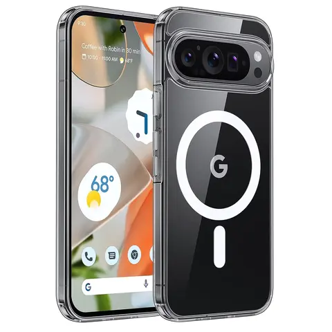 Entronix Magnetic Transparent Bumper Protector Casing for Google Pixel 11/10/9 Pro/Pro XL Cellphone, 38-Magnet Handheld Accessory, Dustproof, Wireless Charging Compatible Accessories for Women