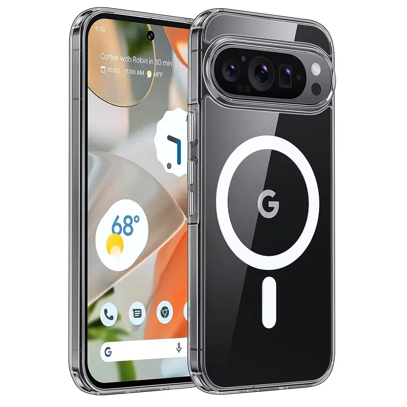 Entronix Magnetic Transparent Bumper Protector Casing for Google Pixel 11/10/9 Pro/Pro XL Cellphone, 38-Magnet Handheld Accessory, Dustproof, Wireless Charging Compatible Accessories for Women