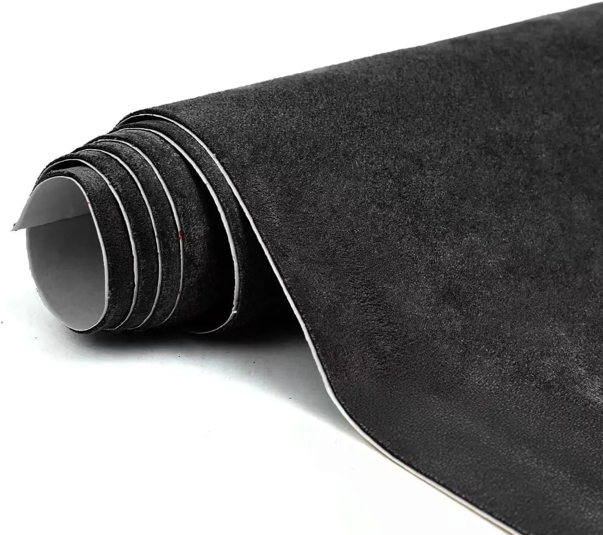 Premium Solid Black Suede Fabric Wrap - 17x70 in Self-Adhesive Microfiber Synthetic Leather Stretchable Interior Sticker for Car, Home