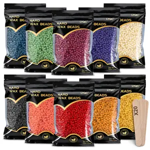 LYQC 2.2lbs Hard Wax Beads 1000g with 20 Applicators for Full Body Painless Gentle Hair Removal for Men Women Intimate Areas Low Melting Point Waxing Kit for Beginners Cool