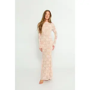 Seraphine Lace Maxi Dress in Pale Pink - Bump Friendly (Size Up for Bump)