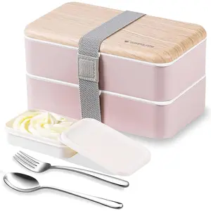 Bento Box Lunch Box  Style 2 Layer  Containers with Utensils Spoon and Fork Bundle Divider Salad Box for Men Women()