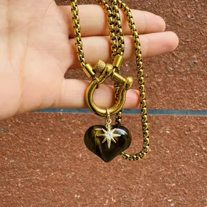 Aurora Horseshoe Healing Stone Pendant Collection - Elegant Crystal Necklace with Amethyst, Rose Quartz, Green Aventurine, Tiger's Eye, Carnelian, Lapis Lazuli for Everyday Wear or Gift. Tarnish Proof and Stainless Steel